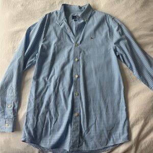 Vineyard Vines Blue and White Checkered Shirt Boys M 12-14